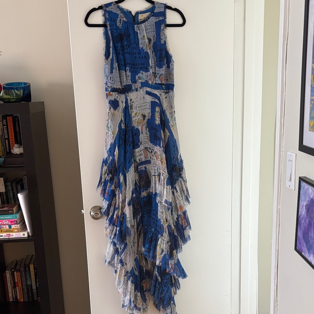 Alice + Olivia Asymmetrical Blue and White Dress